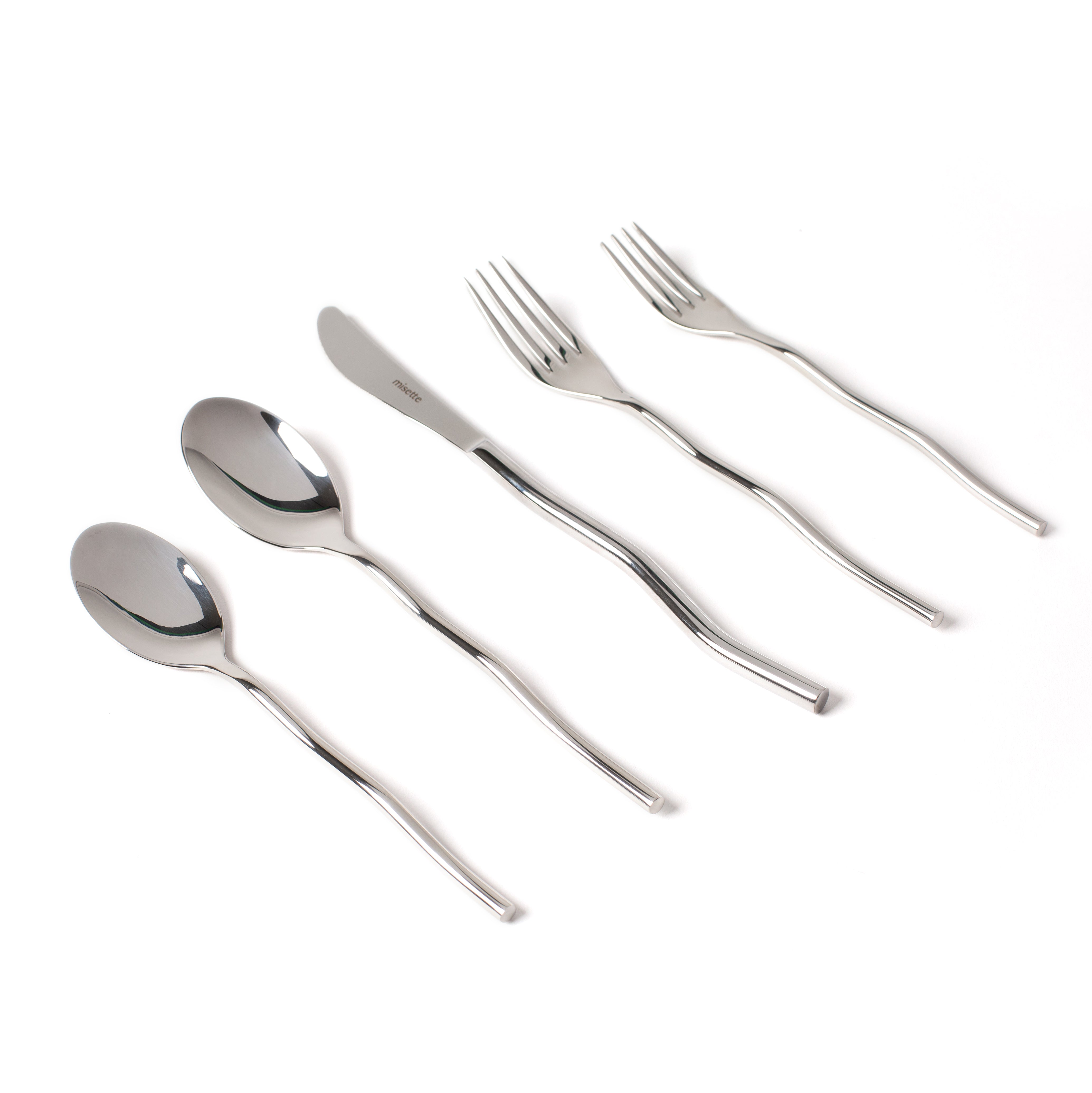 Misette Black Squiggle Flatware Set, 5 Pcs