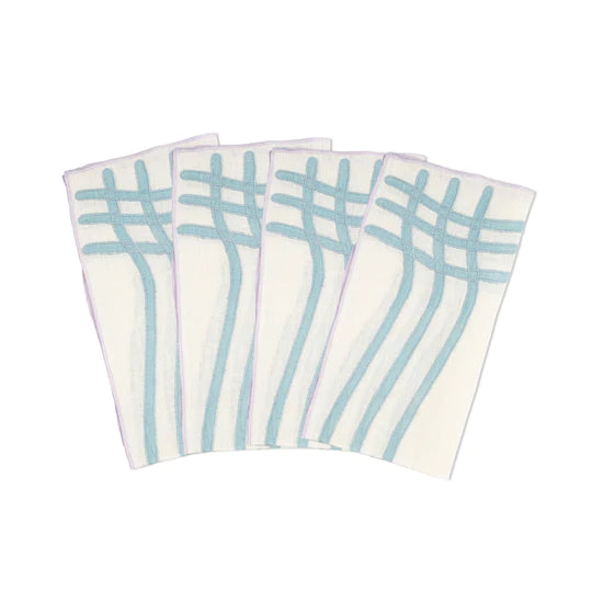 Misette-Grid-blue-purple-linen-napkin- set