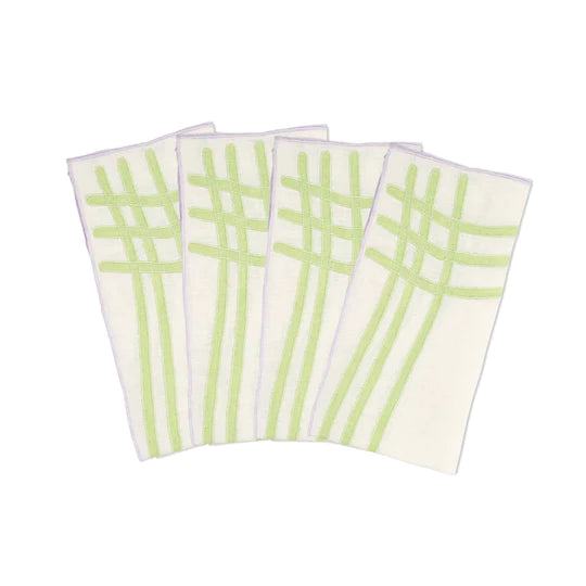 Misette-Grid-green-purple-linen-napkins-set