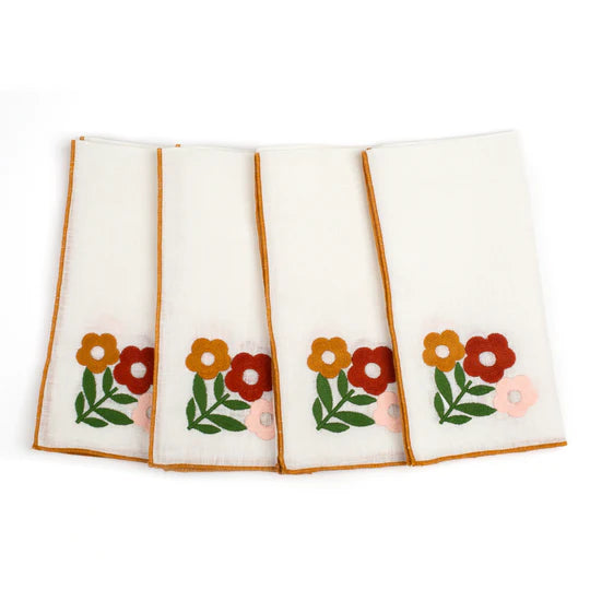 Misette-floral-embroidered-amber-red-orange-linen-napkins-set