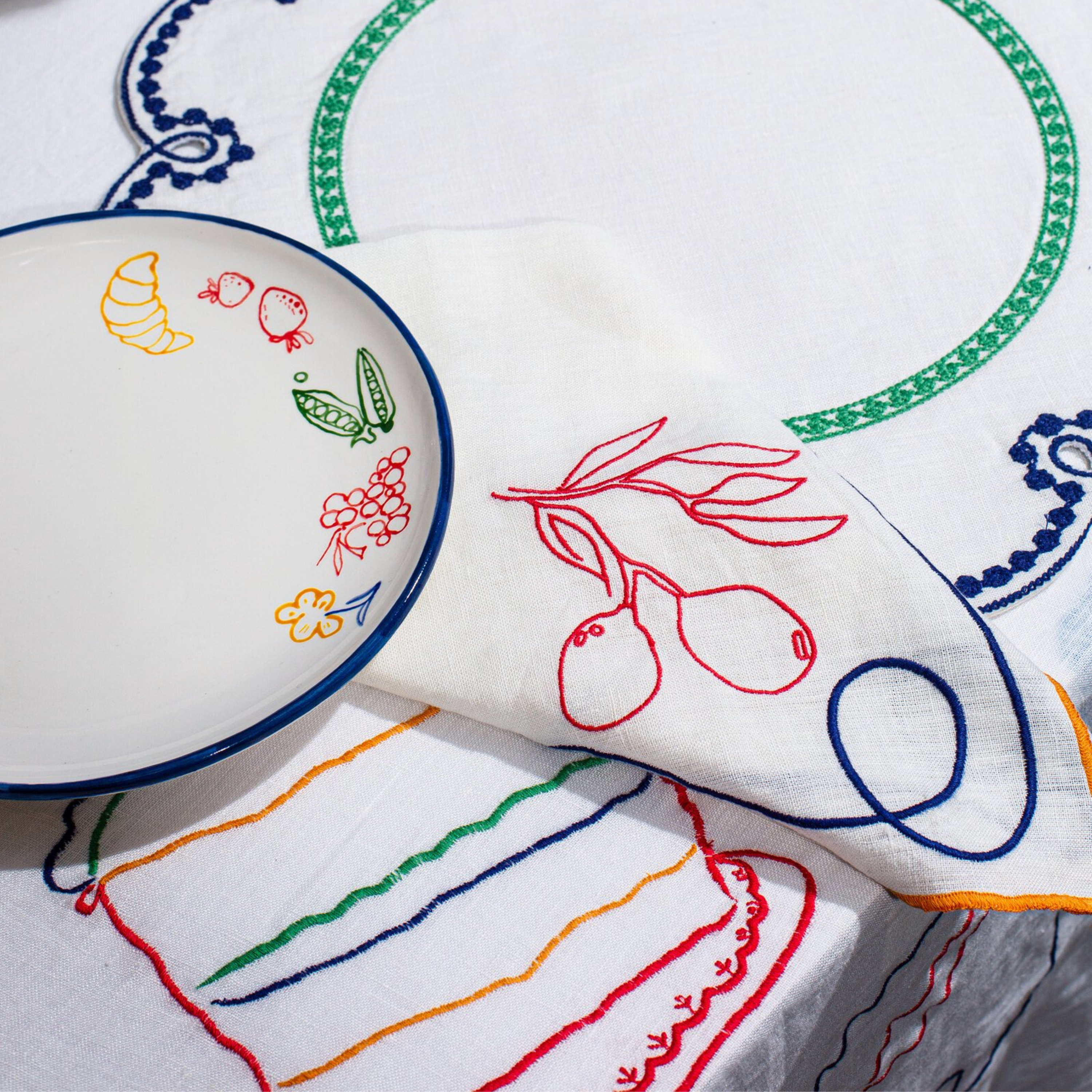 PREORDER - Hand Embroidered Linen Napkins - Set of 4 - Lavender